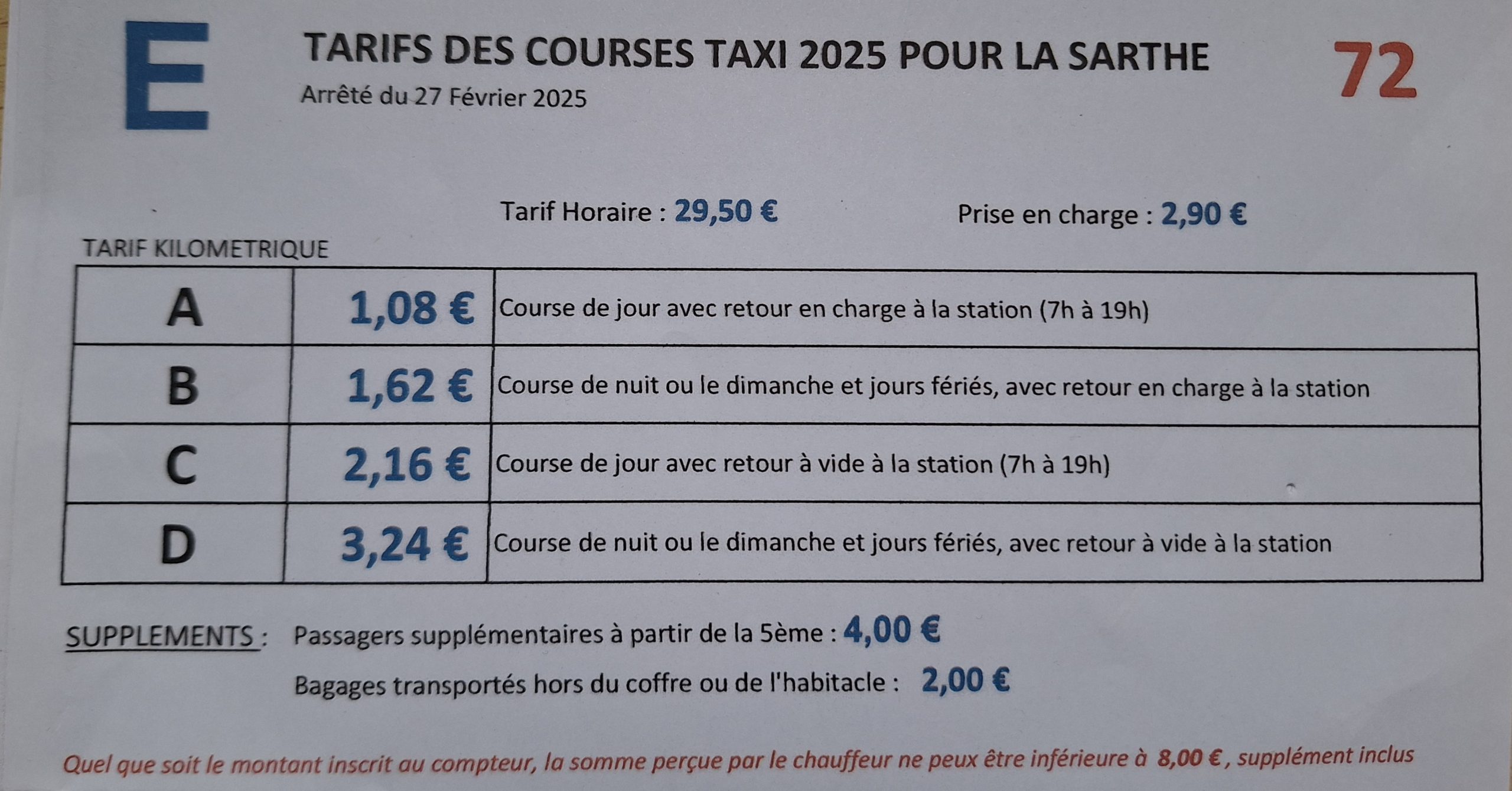 Tarifs